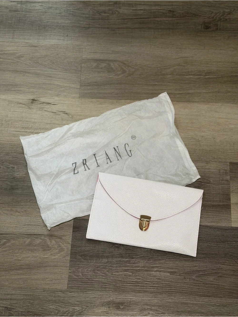 White Envelope Clutch Bag with Gold-Tone Lock